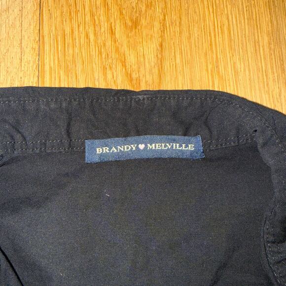 Brandy Melville Shirt Collared Button Up Long Sleeve One Size Black - Picture 2 of 3
